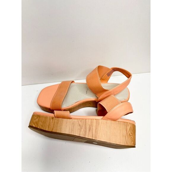 Ann Klein Sandals‎ Size 6.5 Orange Slip On Platform Open Square Toe Summer Shoes - Picture 8 of 11